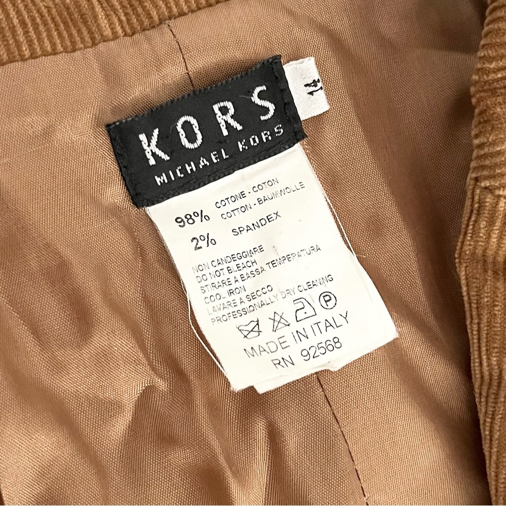 Vintage Michael Kors Women's Corduroy Blazer Jacket Size 14 Camel Brown Italy - Picture 6 of 6